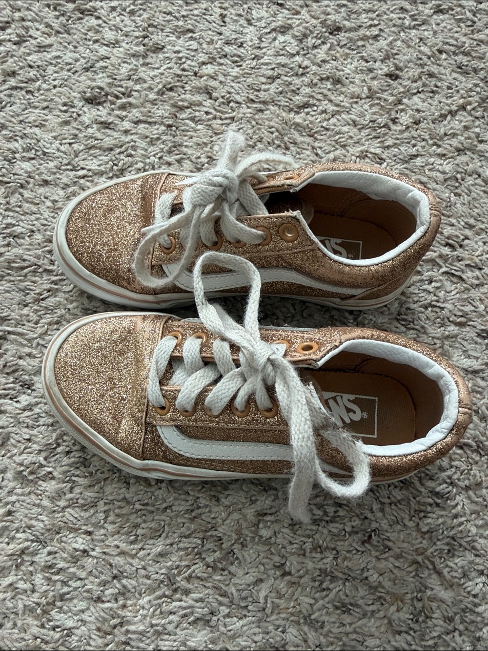 Vans Kids Glitter Low Top Sneakers in Rose Gold -size 12
